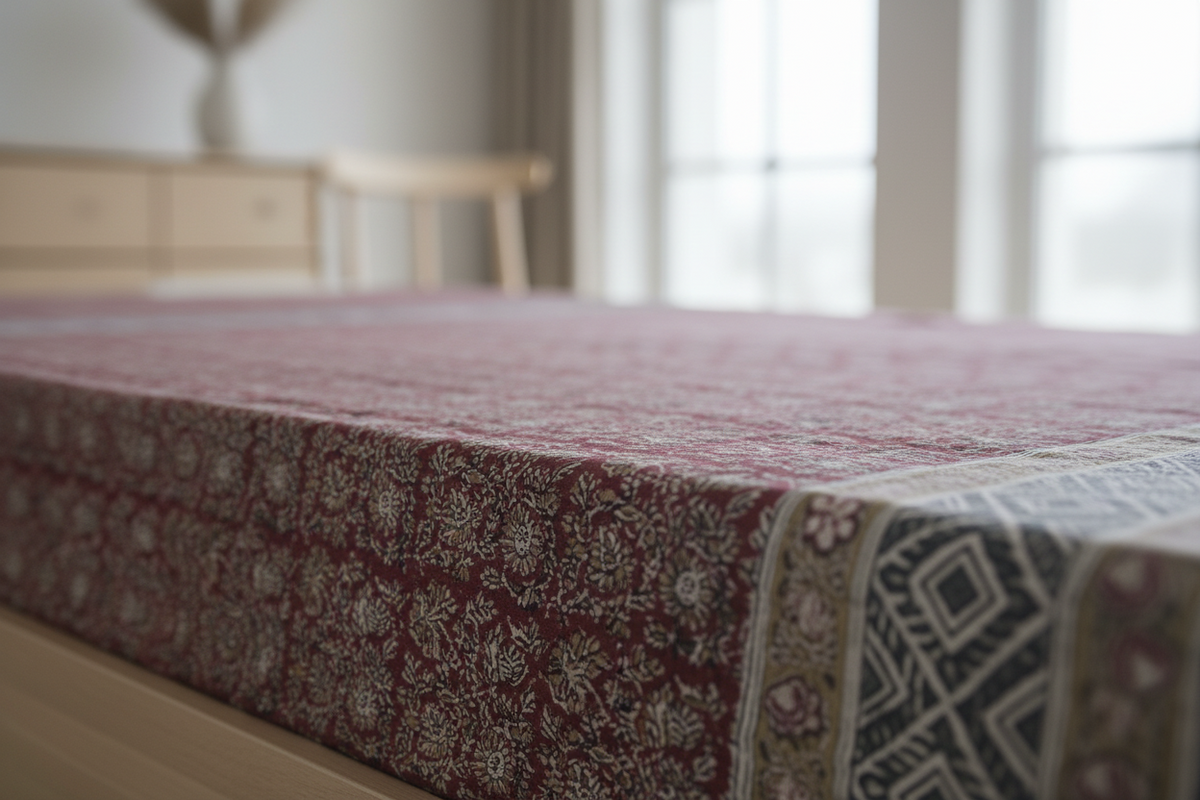 Kalamkari Red Color - Single Bed Bedsheet (60x90 Inches)