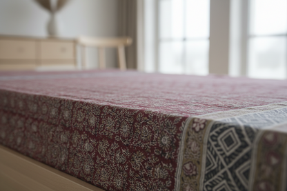 Kalamkari Red Color - Single Bed Bedsheet (60x90 Inches)
