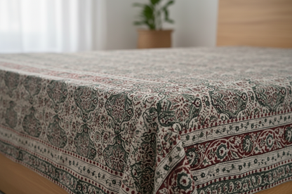 Kalamkari Grey Color - Single Bed Bedsheet (60x90 Inches)