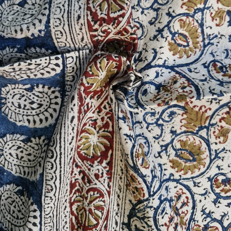 Kalamkari White and Yellow Color - Single Bed Bedsheet (60x90 Inches)