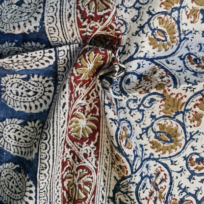 Kalamkari White and Yellow Color - Single Bed Bedsheet (60x90 Inches)