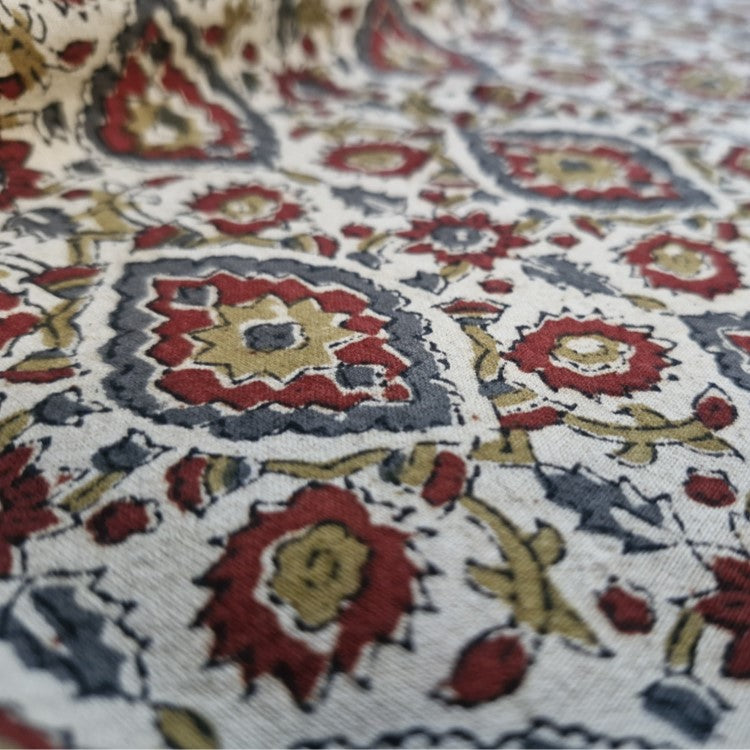 Kalamkari White and Yellow Color - Single Bed Bedsheet (60x90 Inches)
