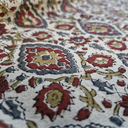 Kalamkari White and Yellow Color - Single Bed Bedsheet (60x90 Inches)
