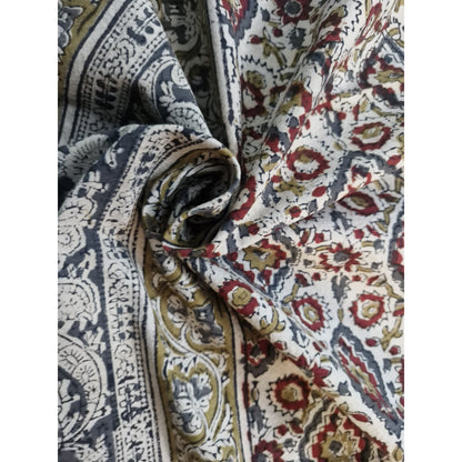 Kalamkari White and Yellow Color - Single Bed Bedsheet (60x90 Inches)