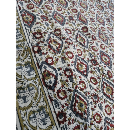 Kalamkari White and Yellow Color - Single Bed Bedsheet (60x90 Inches)