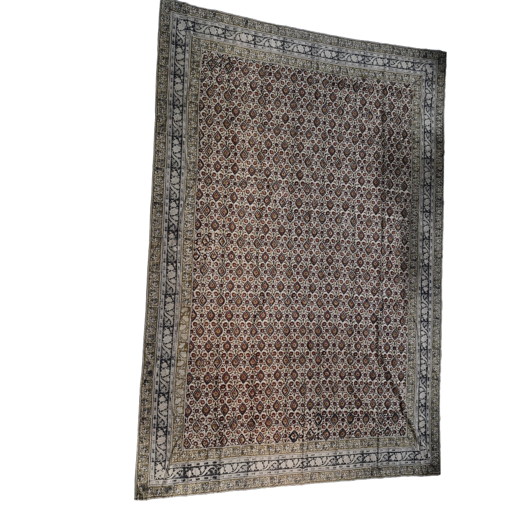Kalamkari White and Yellow Color - Single Bed Bedsheet (60x90 Inches)