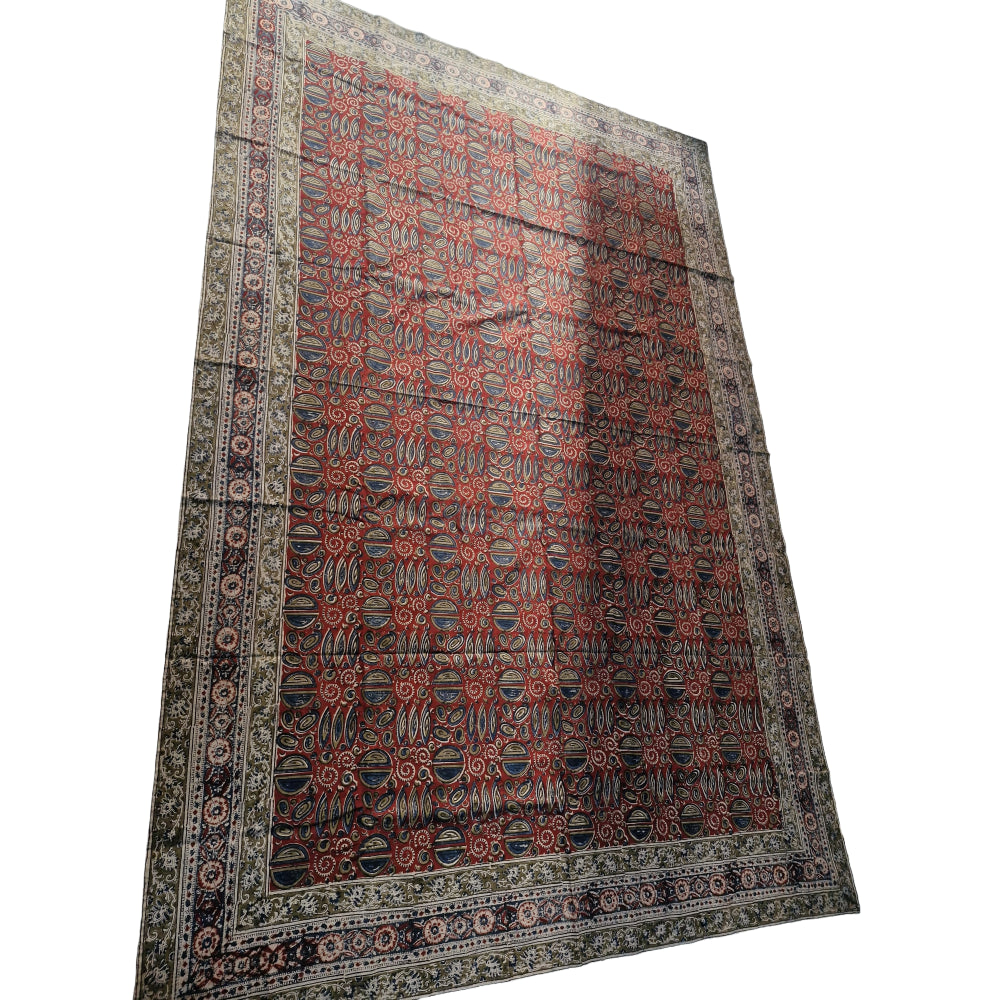 Kalamkari White and Yellow Color - Single Bed Bedsheet (60x90 Inches)