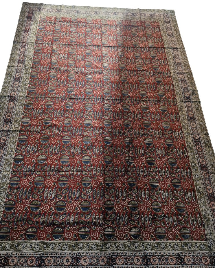 Kalamkari White and Yellow Color - Single Bed Bedsheet (60x90 Inches)
