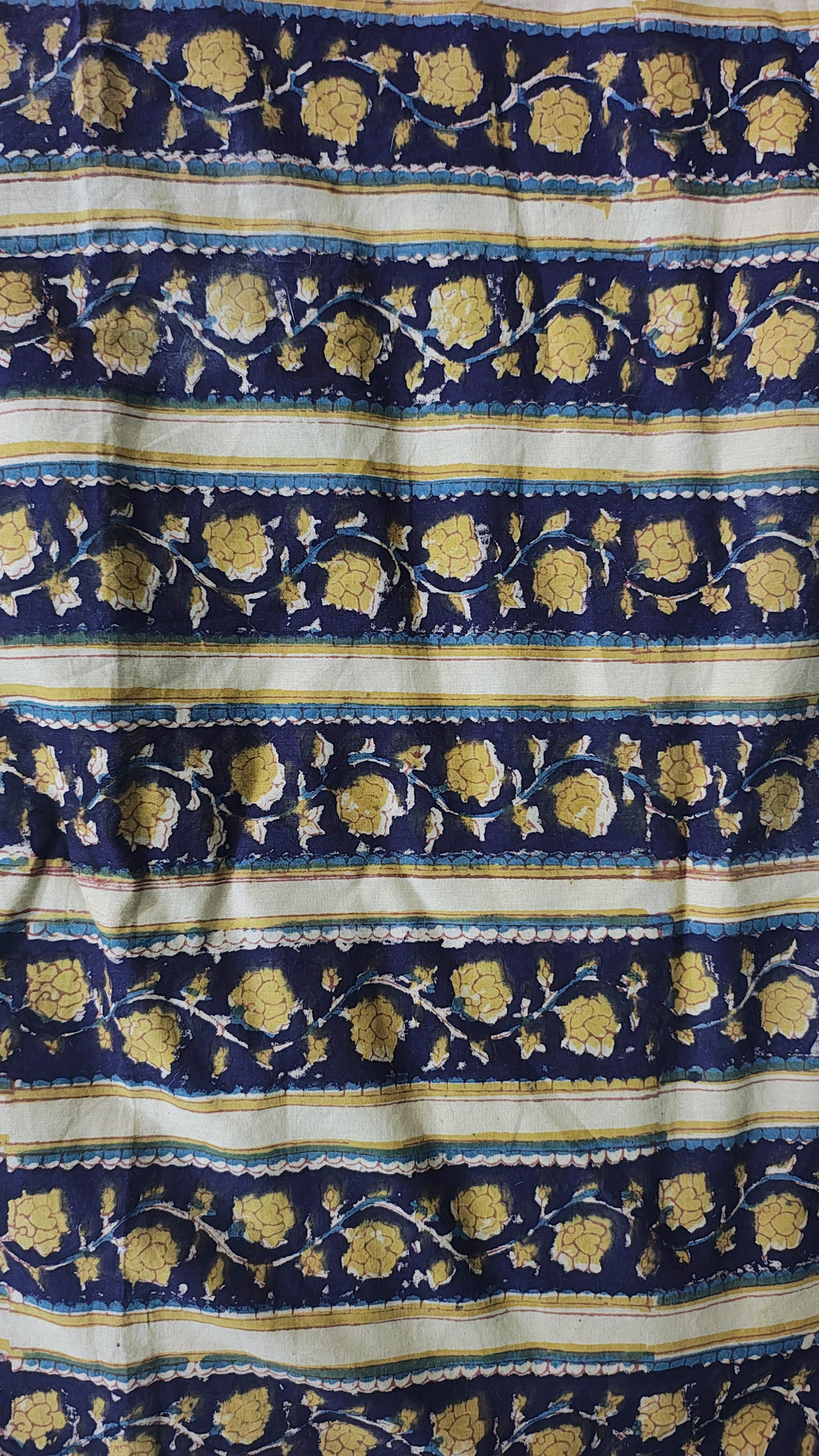 Handmade Bagru Print Textile –  Blue Floral Print Cotton Material