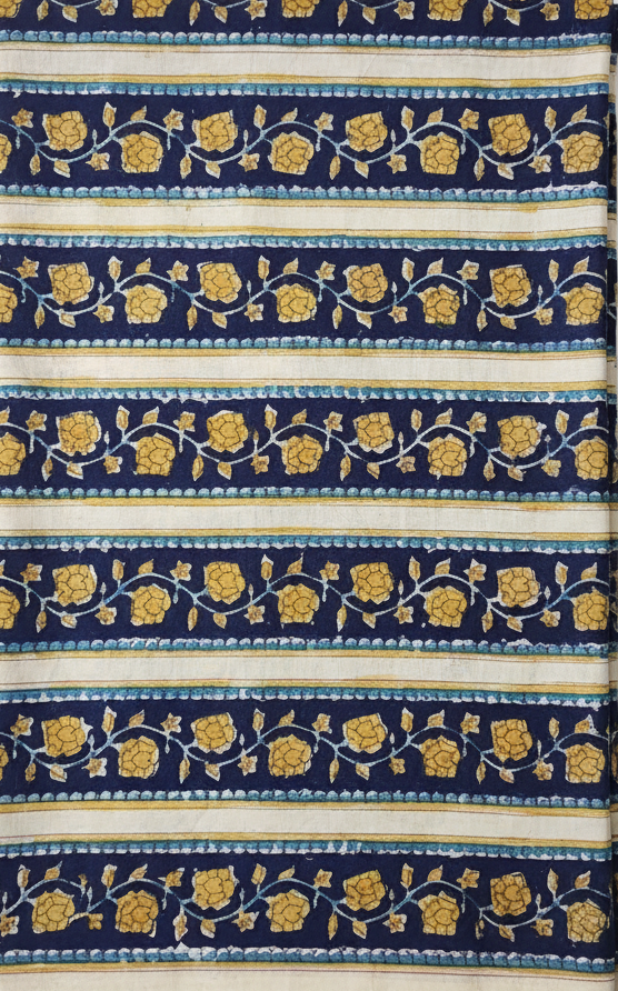 Sanganeri Hand Block Print Cotton Fabric – Blue Floral Print