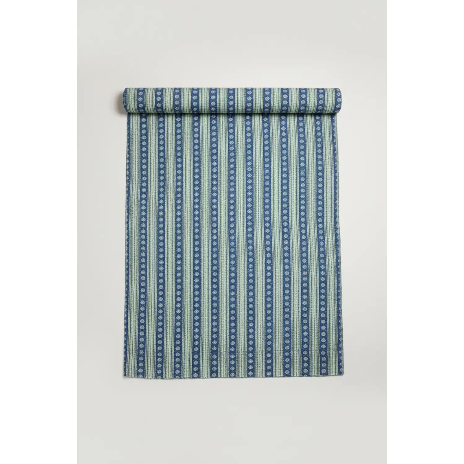 Handmade Bagru Print Textile –  Green Blue Floral Print Cotton Material