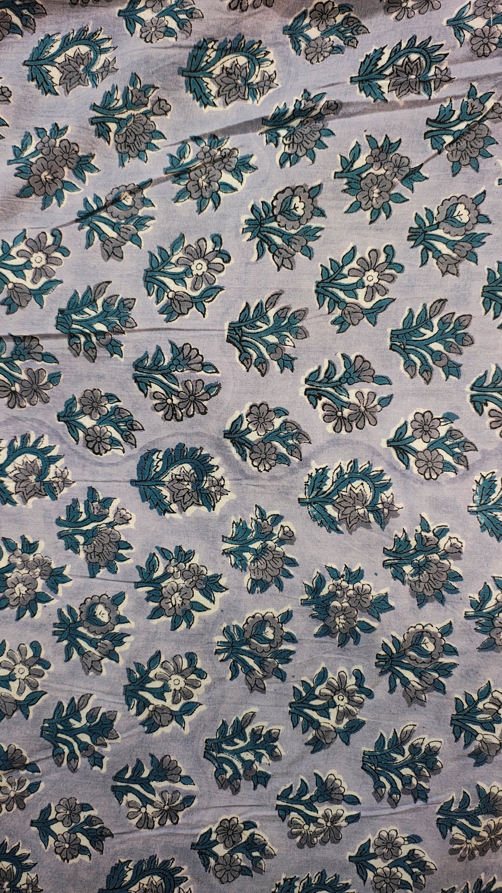 Handmade Bagru Print Textile –  Purple Floral Print Cotton Material