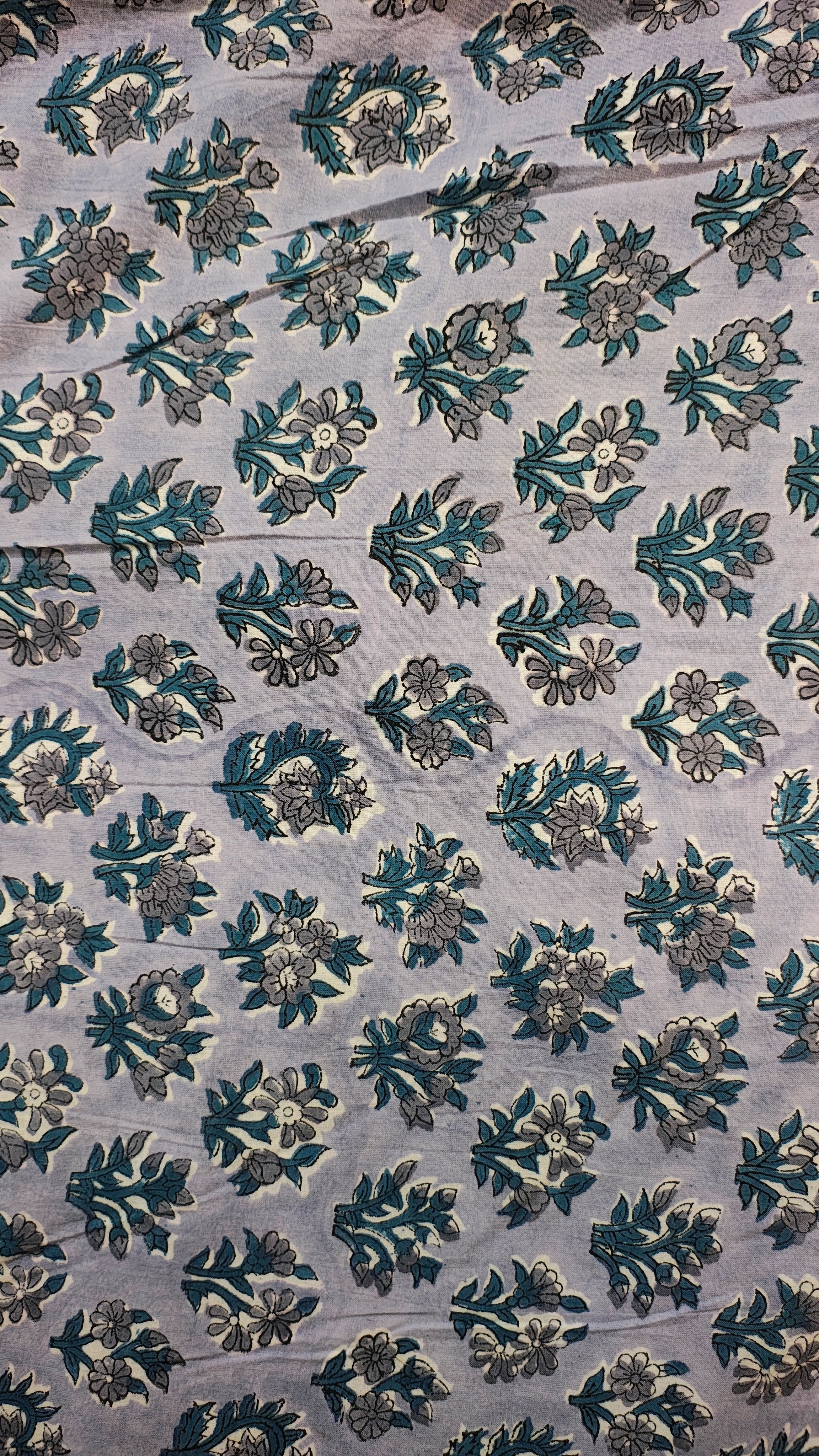 Handmade Bagru Print Textile –  Purple Floral Print Cotton Material