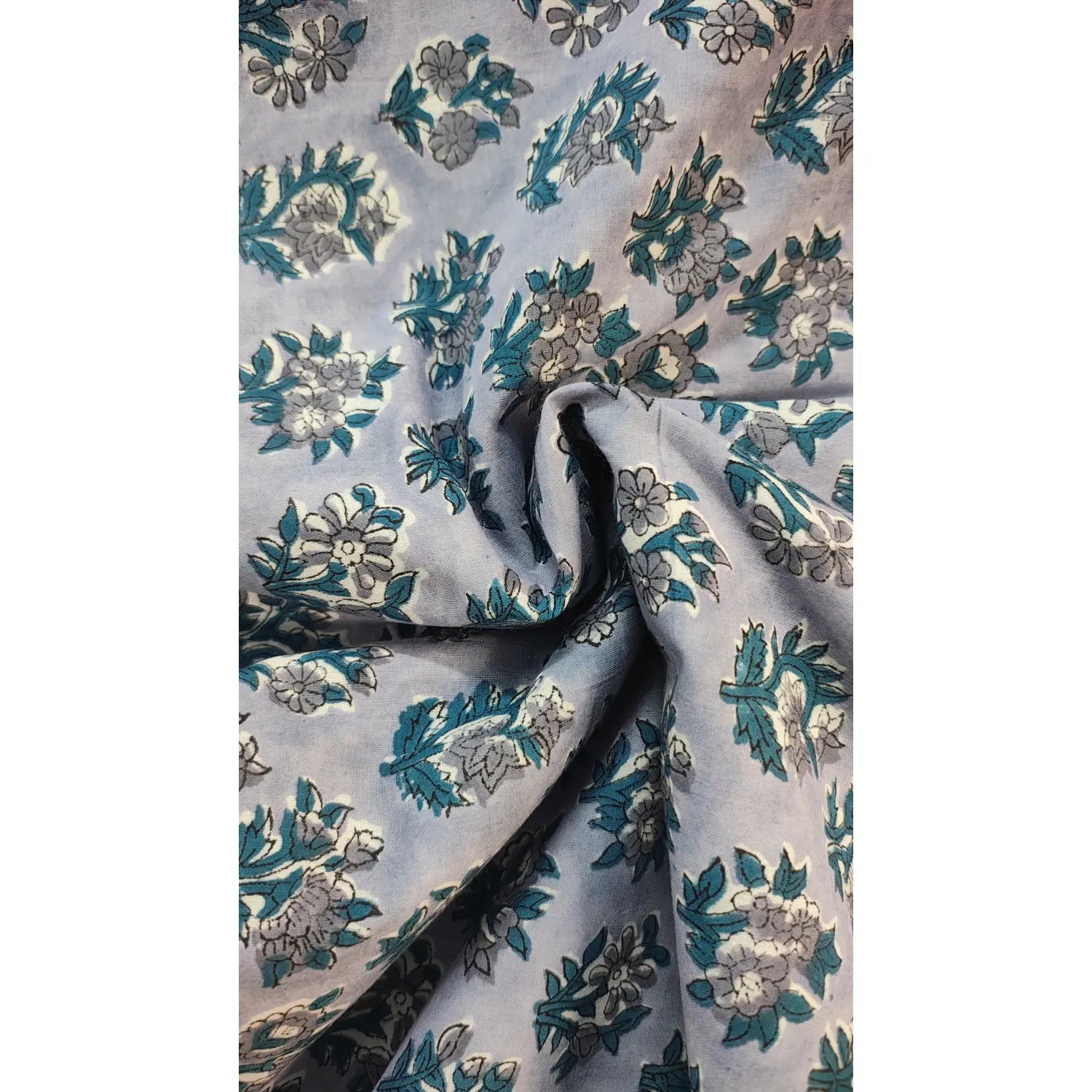 Handmade Bagru Print Textile –  Purple Floral Print Cotton Material
