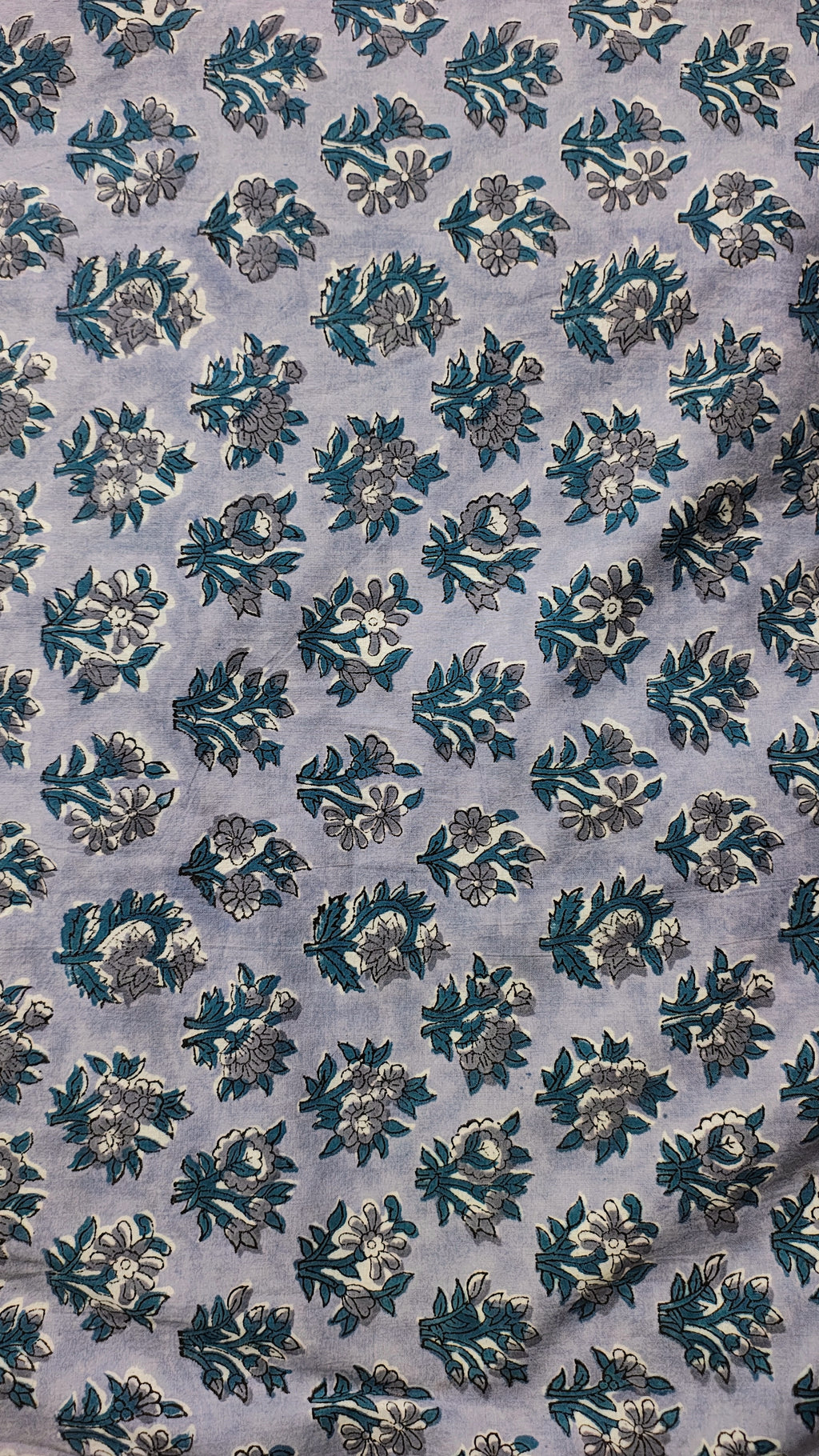 Handmade Bagru Print Textile –  Purple Floral Print Cotton Material