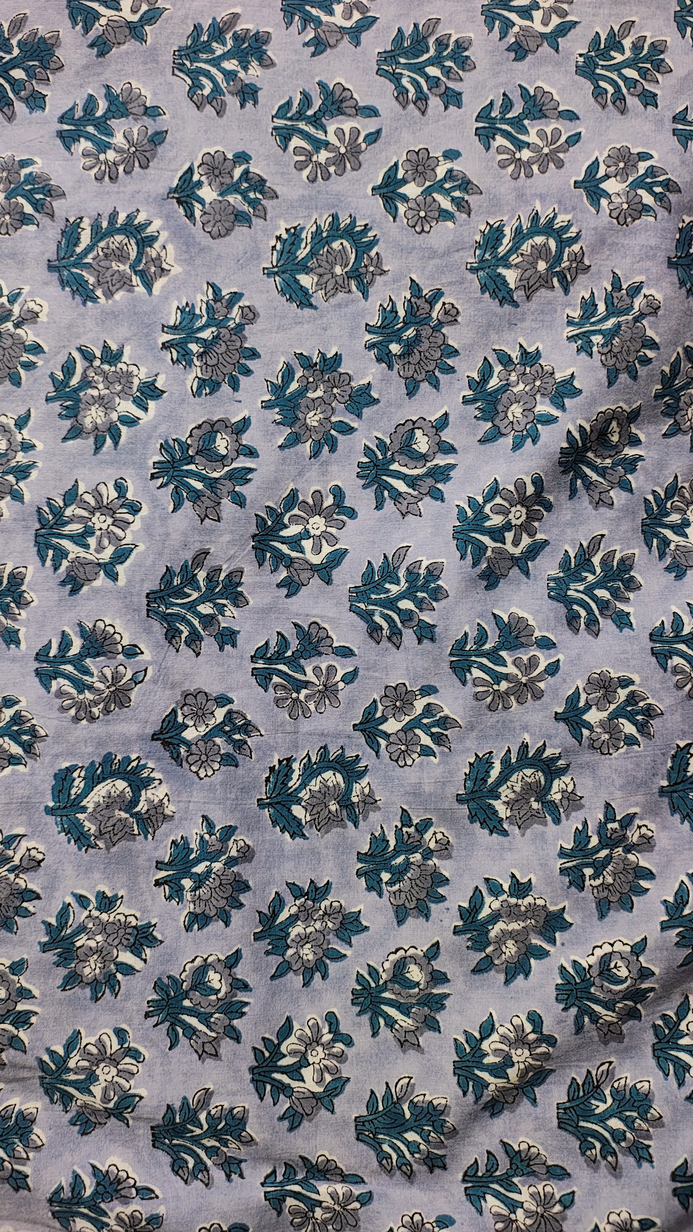 Handmade Bagru Print Textile –  Purple Floral Print Cotton Material
