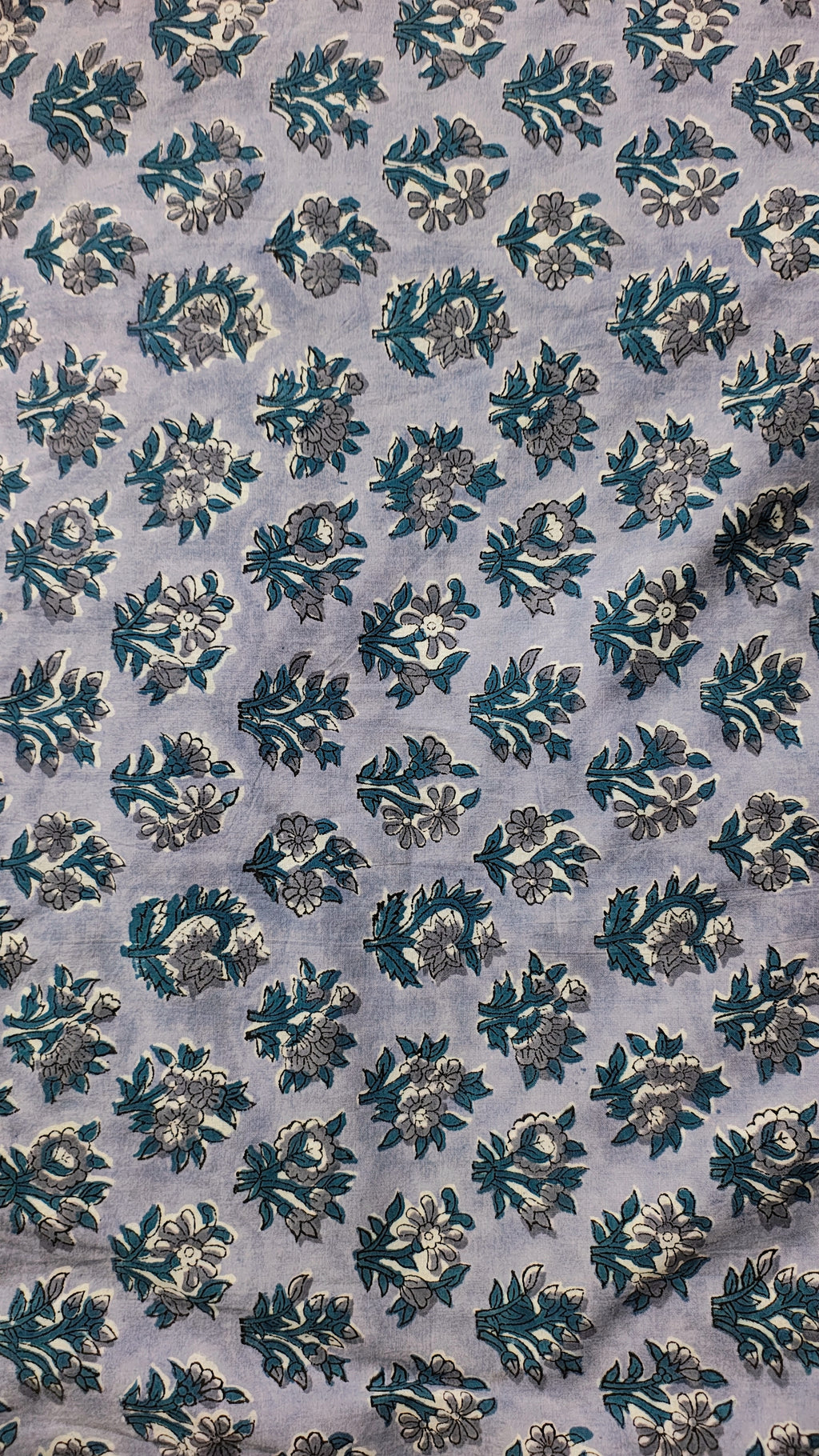 Handmade Bagru Print Textile –  Purple Floral Print Cotton Material