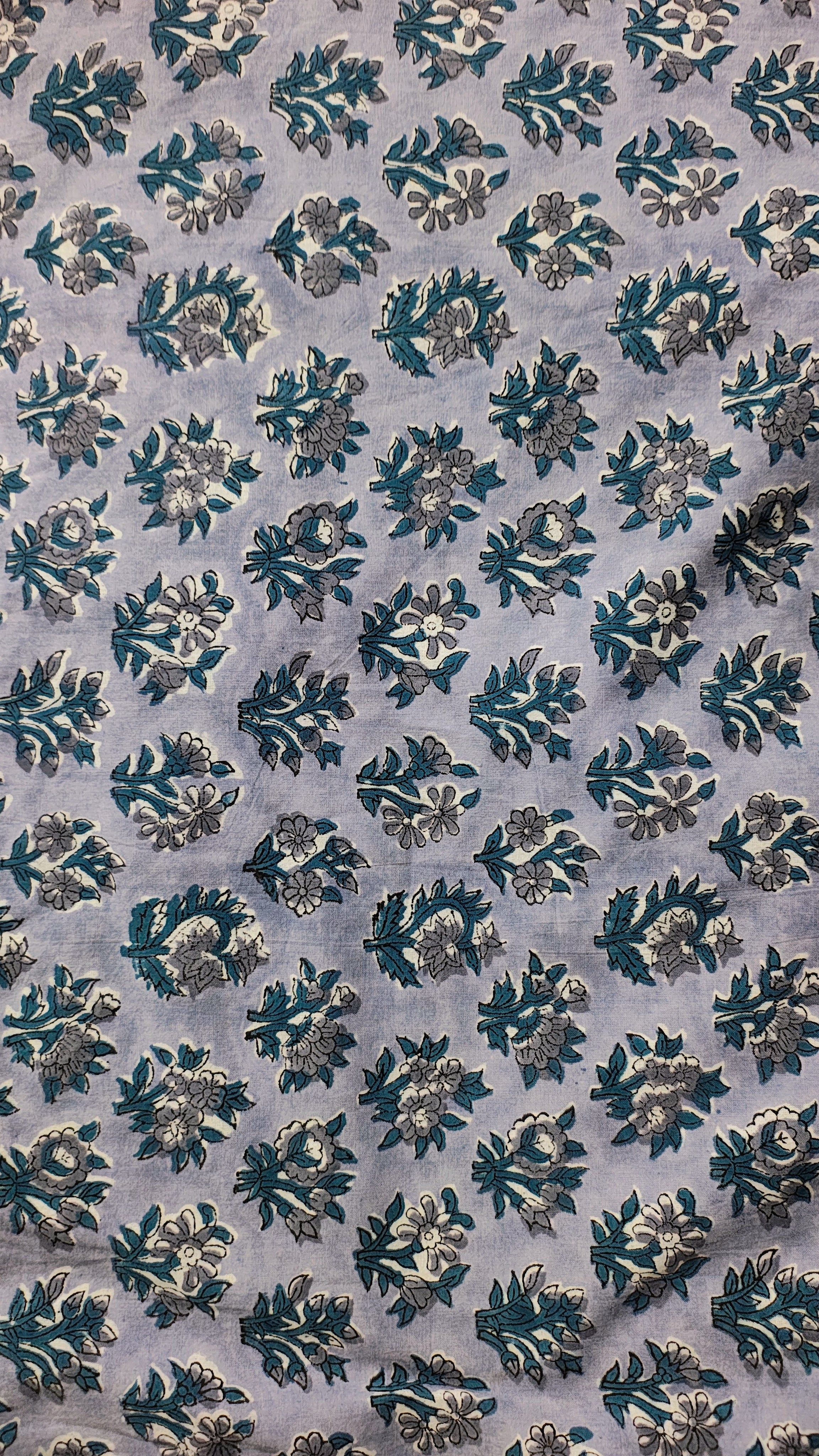 Handmade Bagru Print Textile –  Purple Floral Print Cotton Material