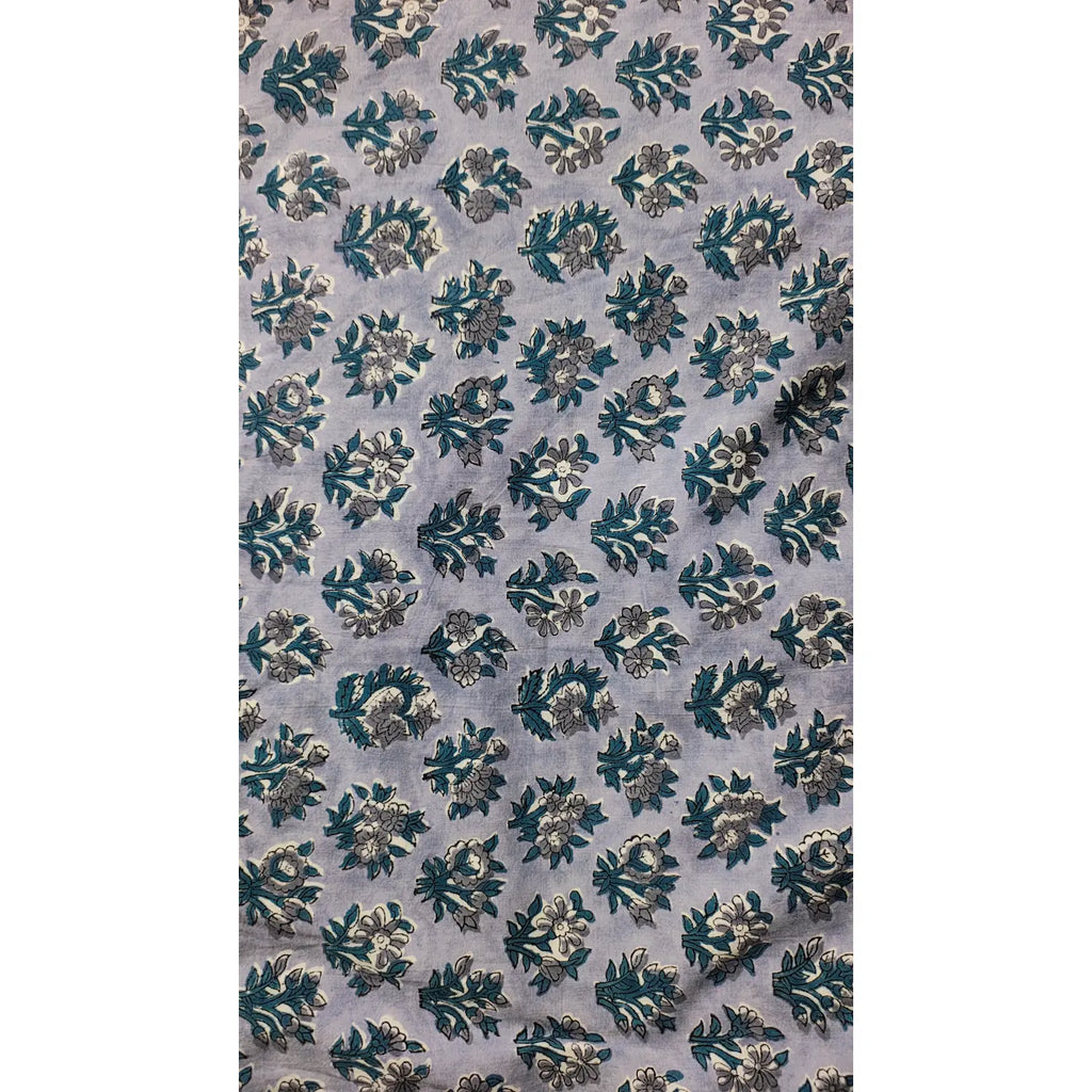 Handmade Bagru Print Textile –  Purple Floral Print Cotton Material