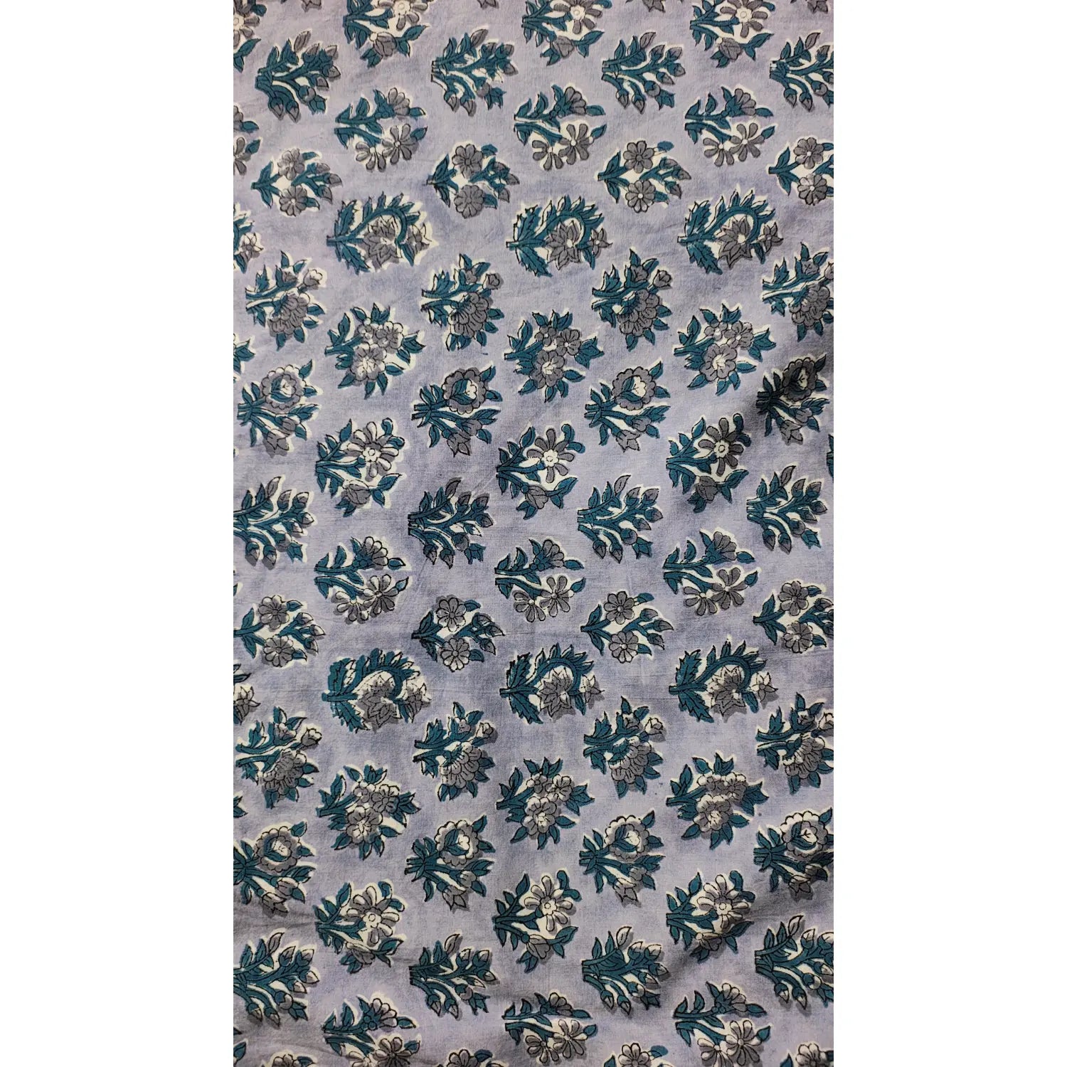 Handmade Bagru Print Textile –  Purple Floral Print Cotton Material