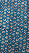 Handmade Bagru Print Textile –  Teal Blue Floral Print Cotton Material