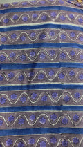 Handmade Bagru Print Textile –  Purple And Grey Floral Print Cotton Material