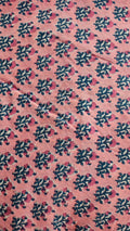 Handmade Bagru Print Textile –  Peach color  Floral Print Cotton Material