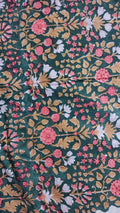 Handmade Bagru Print Textile –  Green color  Floral Print Cotton Material