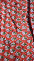 Handmade Bagru Print Textile –  Orange color  Floral Print Cotton Material