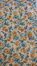 Handmade Bagru Print Textile –  Beige And Yellow color Floral Print Cotton Material