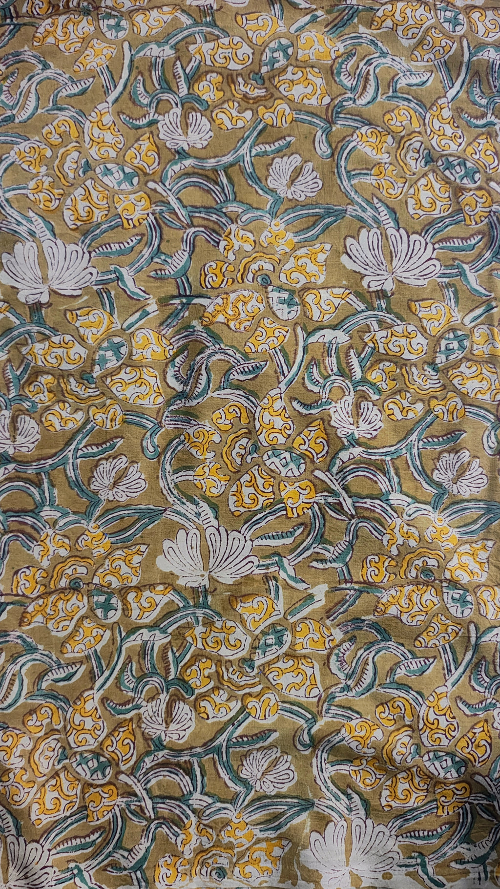 Handmade Bagru Print Textile –  Mustared color Floral Print Cotton Material