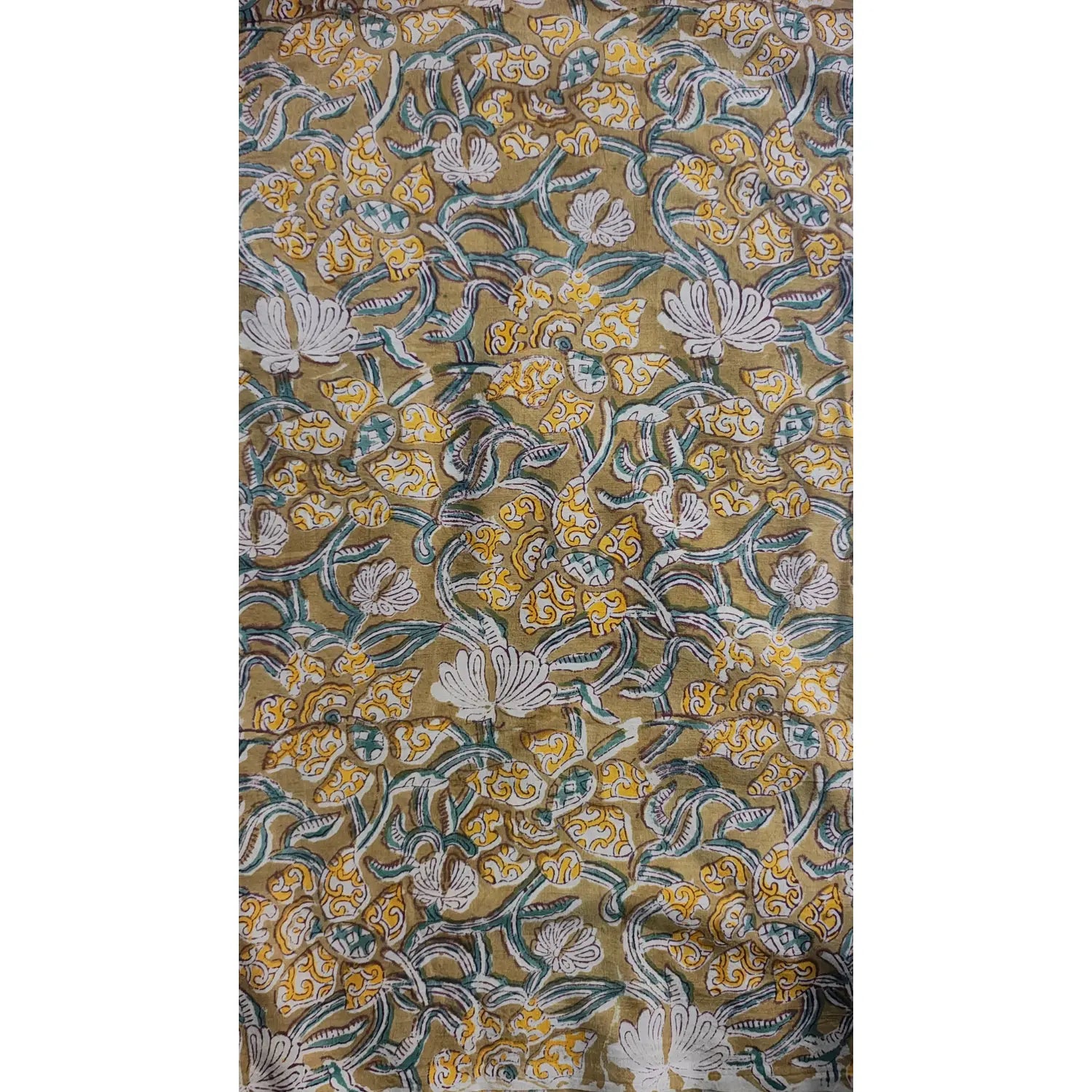 Handmade Bagru Print Textile –  Mustared color Floral Print Cotton Material