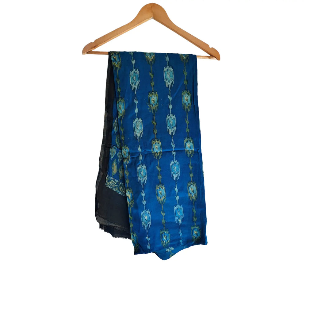 Women's Blue Modal Silk Handblock Printed Ajrakh Dupatta W 100cm X L 256cm