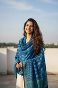 Women's Blue Modal Silk Handblock Printed Ajrakh Dupatta W 100cm X L 256cm