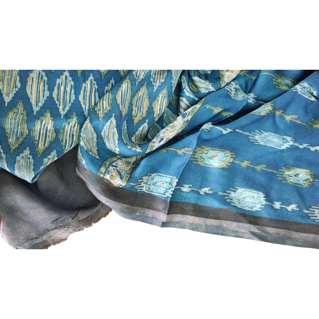 Women's Blue Modal Silk Handblock Printed Ajrakh Dupatta W 100cm X L 256cm