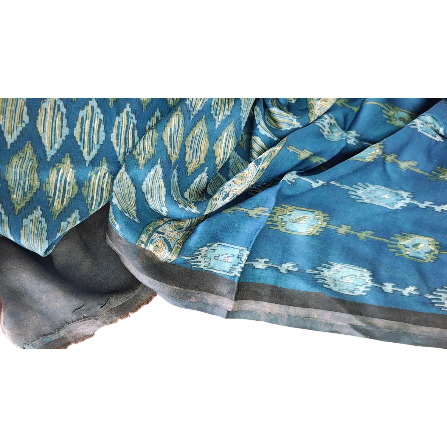 Women's Blue Modal Silk Handblock Printed Ajrakh Dupatta W 100cm X L 256cm