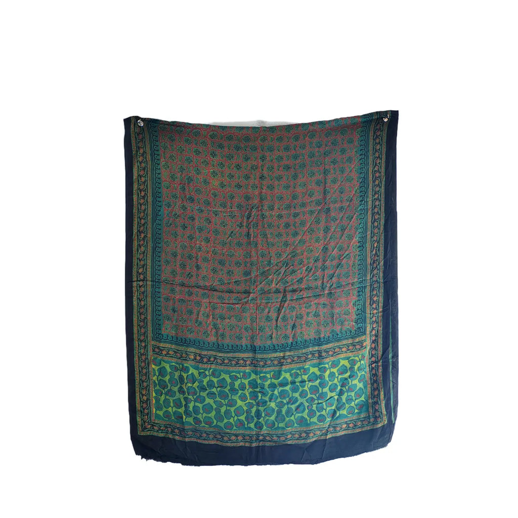 Women's Green Modal Silk Handblock Printed Ajrakh Dupatta W 100cm X L 256cm