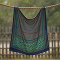 Women's Green Modal Silk Handblock Printed Ajrakh Dupatta W 100cm X L 256cm