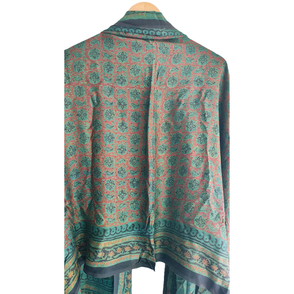 Women's Green Modal Silk Handblock Printed Ajrakh Dupatta W 100cm X L 256cm