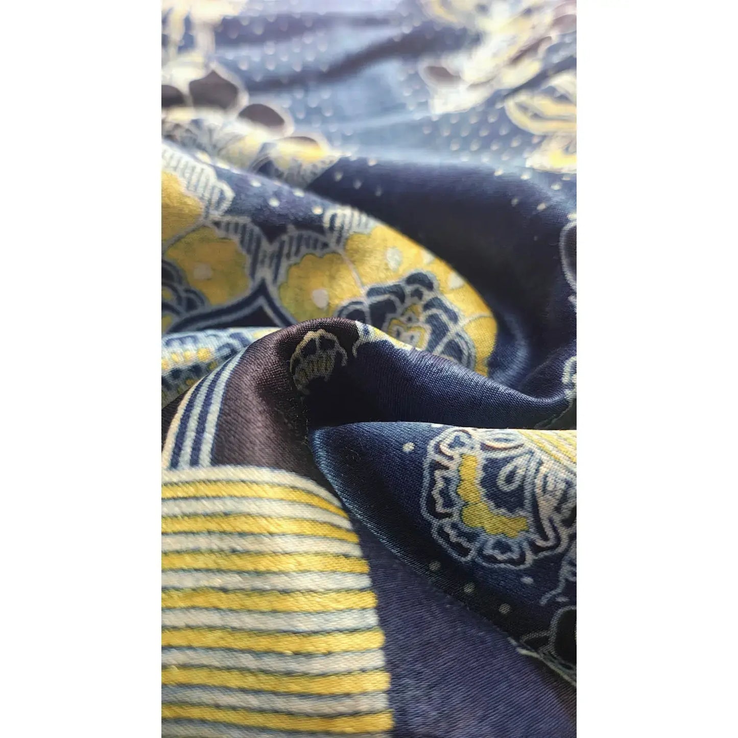 Ethnic Indigo Ajrakh Cotton Fabric with Floral Motifs