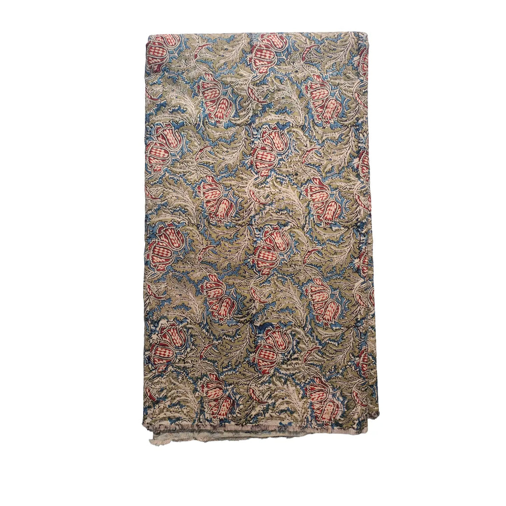 Handcrafted Kalamkari Textile with Leaf Motifs