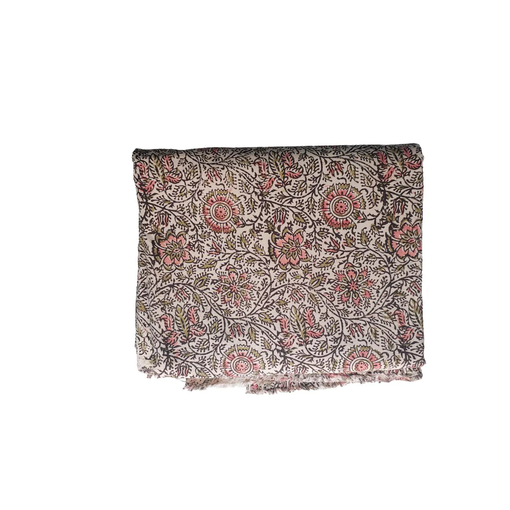 Handcrafted Kalamkari Textile with Leaf Motifs