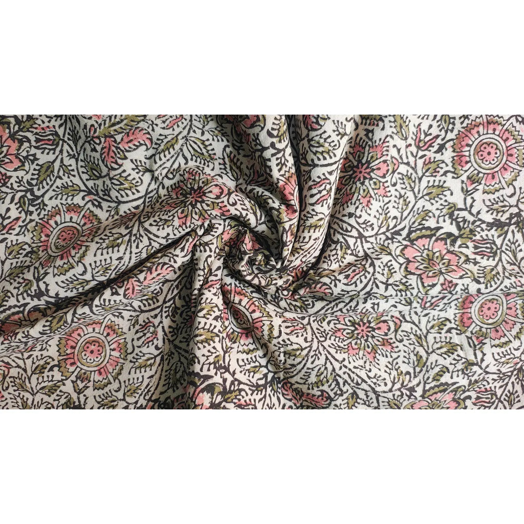 Handcrafted Kalamkari Textile with Leaf Motifs