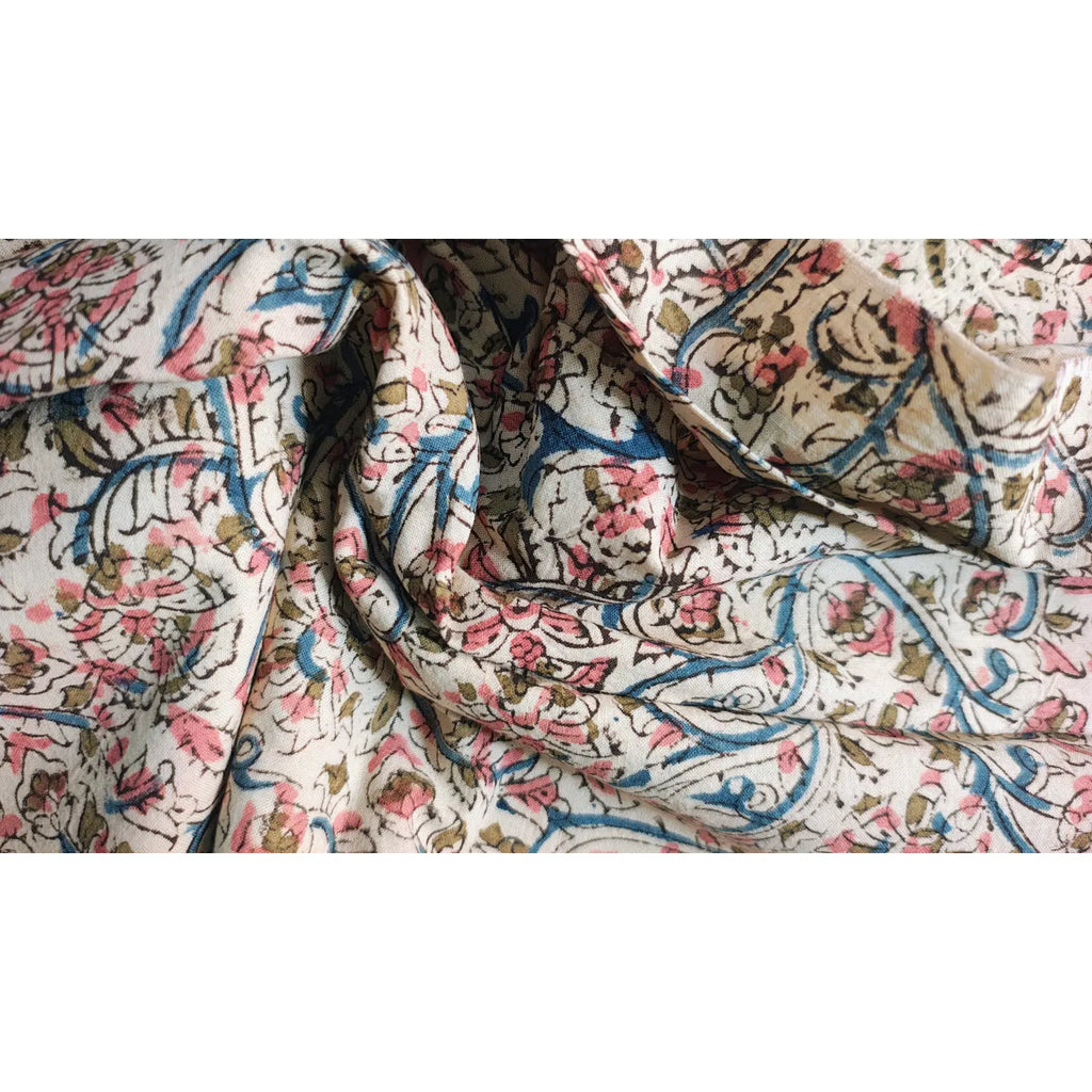 Handcrafted Kalamkari Textile with Leaf Motifs