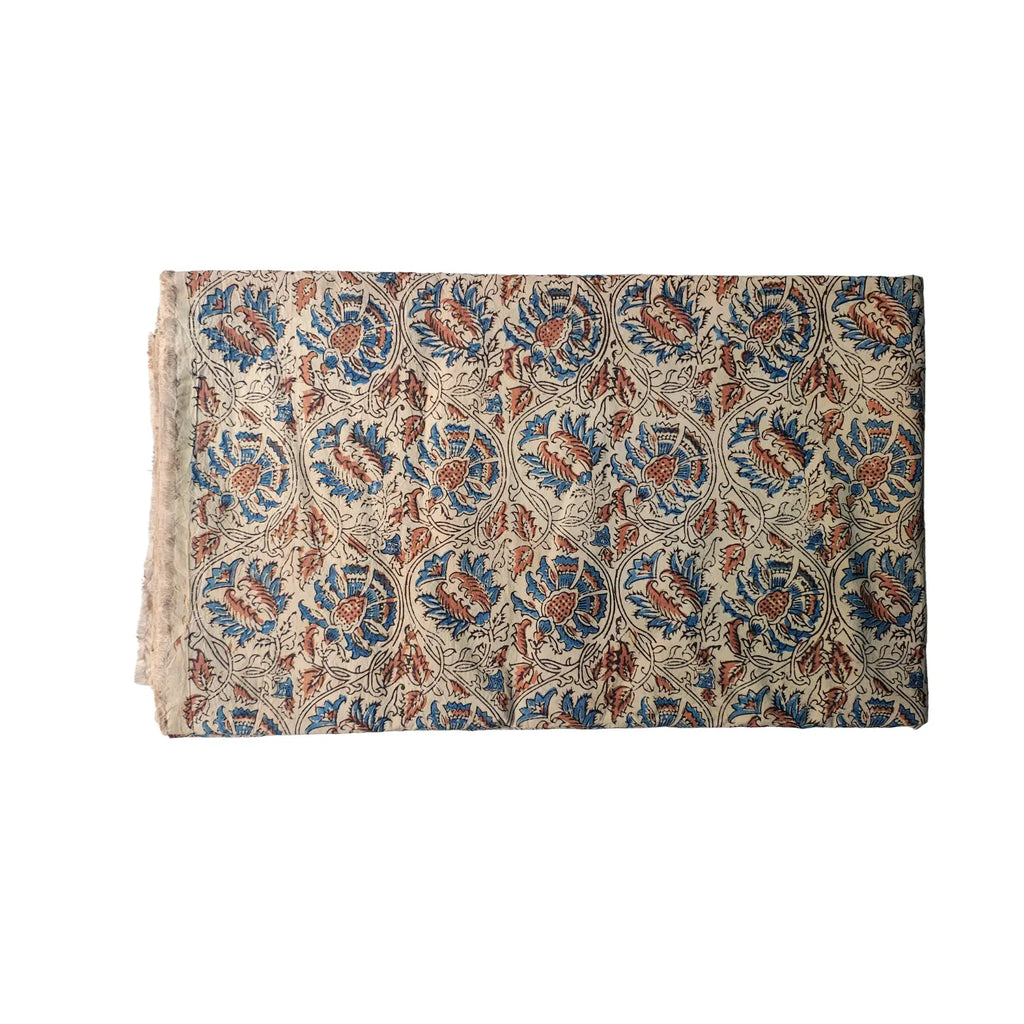 Handcrafted Kalamkari Textile with Leaf Motifs