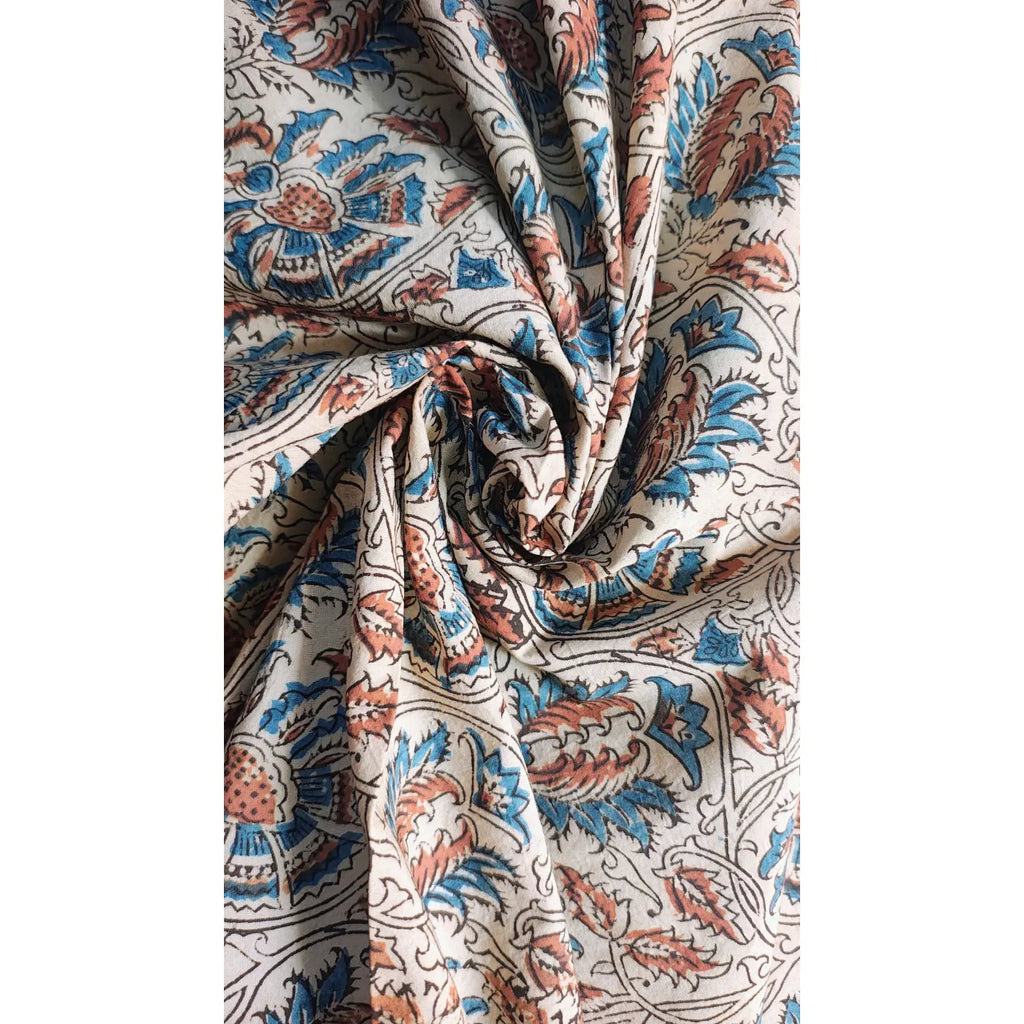 Handcrafted Kalamkari Textile with Leaf Motifs