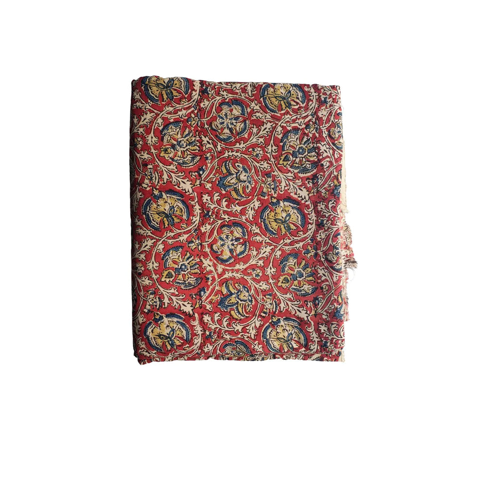 Handblock Floral Printed Kalamkari Modal Silk Fabric