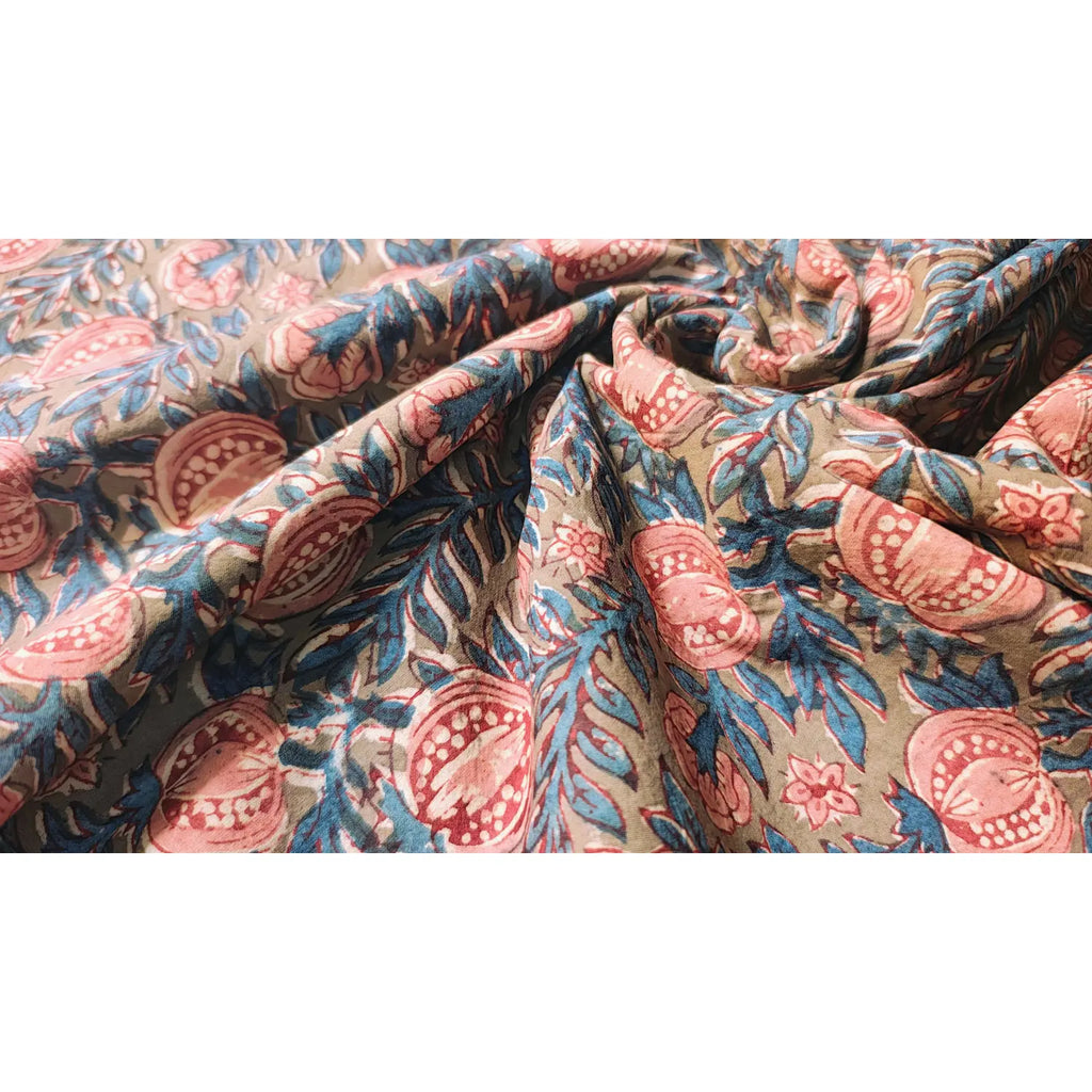 Handblock Floral Printed Kalamkari Fabric