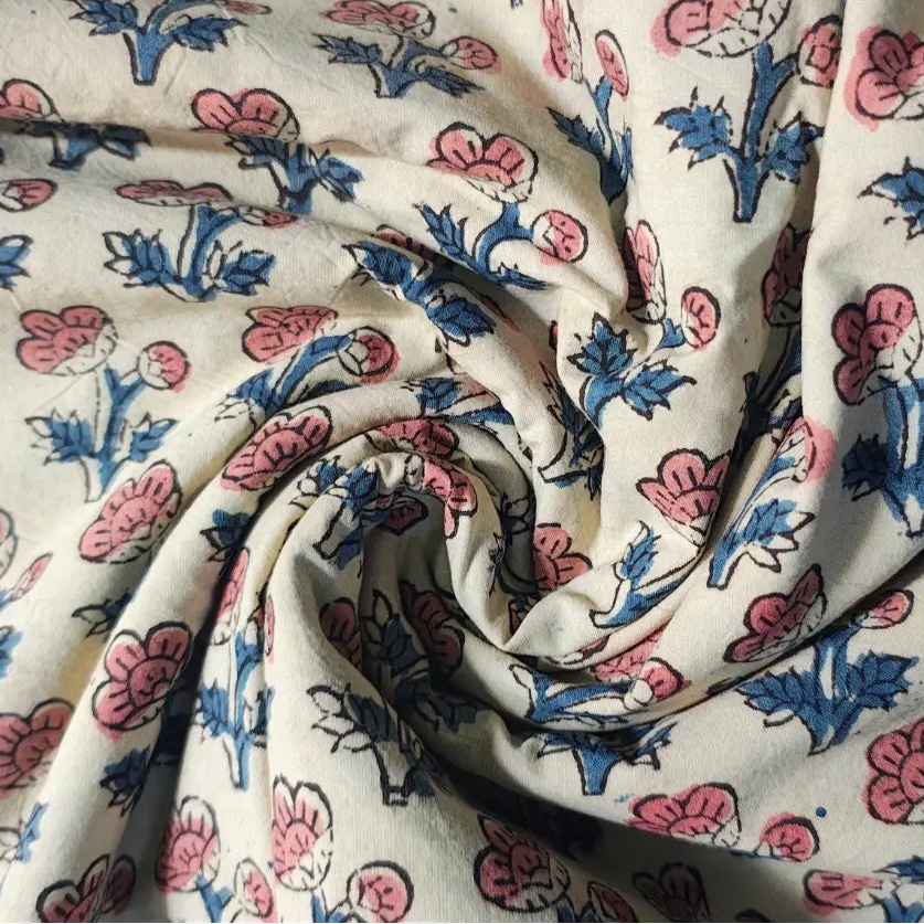 Handblock Floral Printed Kalamkari Fabric