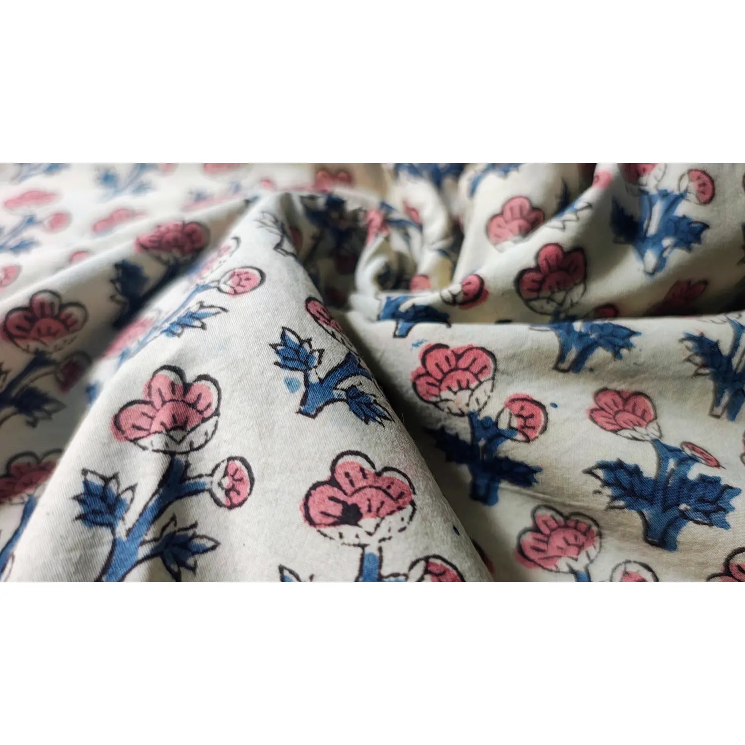 Handblock Floral Printed Kalamkari Fabric